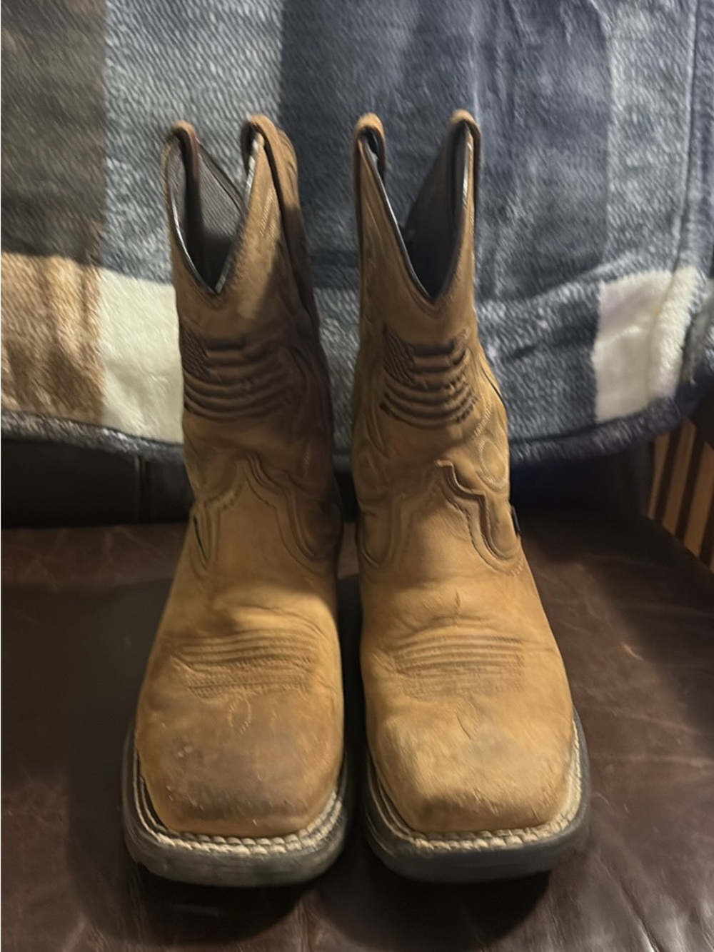 Ariat Tan Brown Leather Western Work Boots